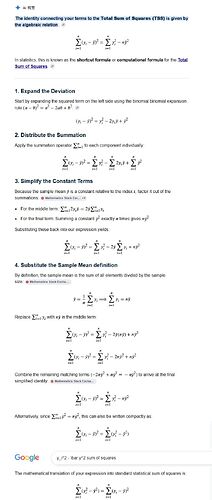 sum of square in sample variance